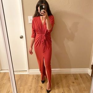 🎉 Holiday party 🎉 Orange maxi front tie dress